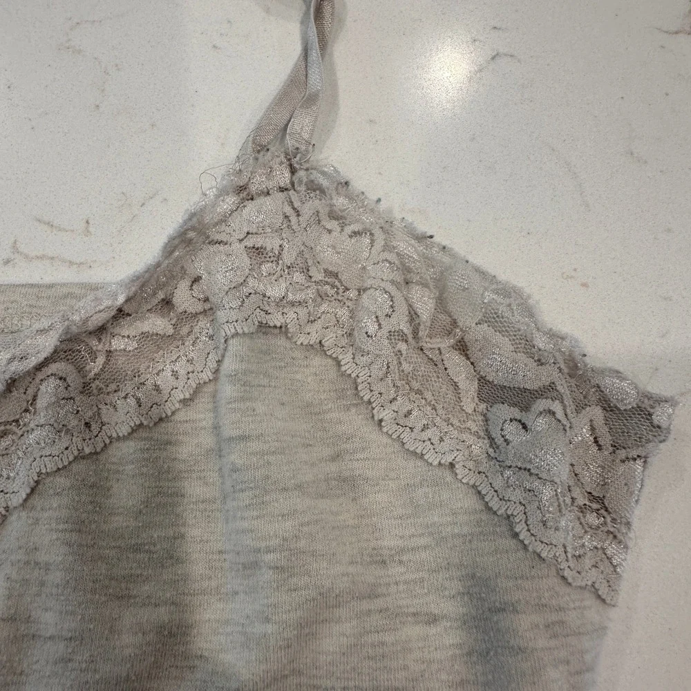 Charlotte Russe Y2K Babydoll Lace Trim Cami Top Heathered Grey Womens Medium